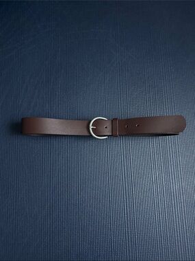 Women's GAP Brown PU Coated Split Leather Belt with Silver Round Buckle, M